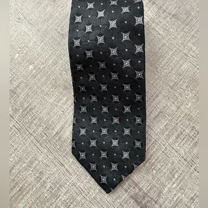 XMI Mens silk black print Tie